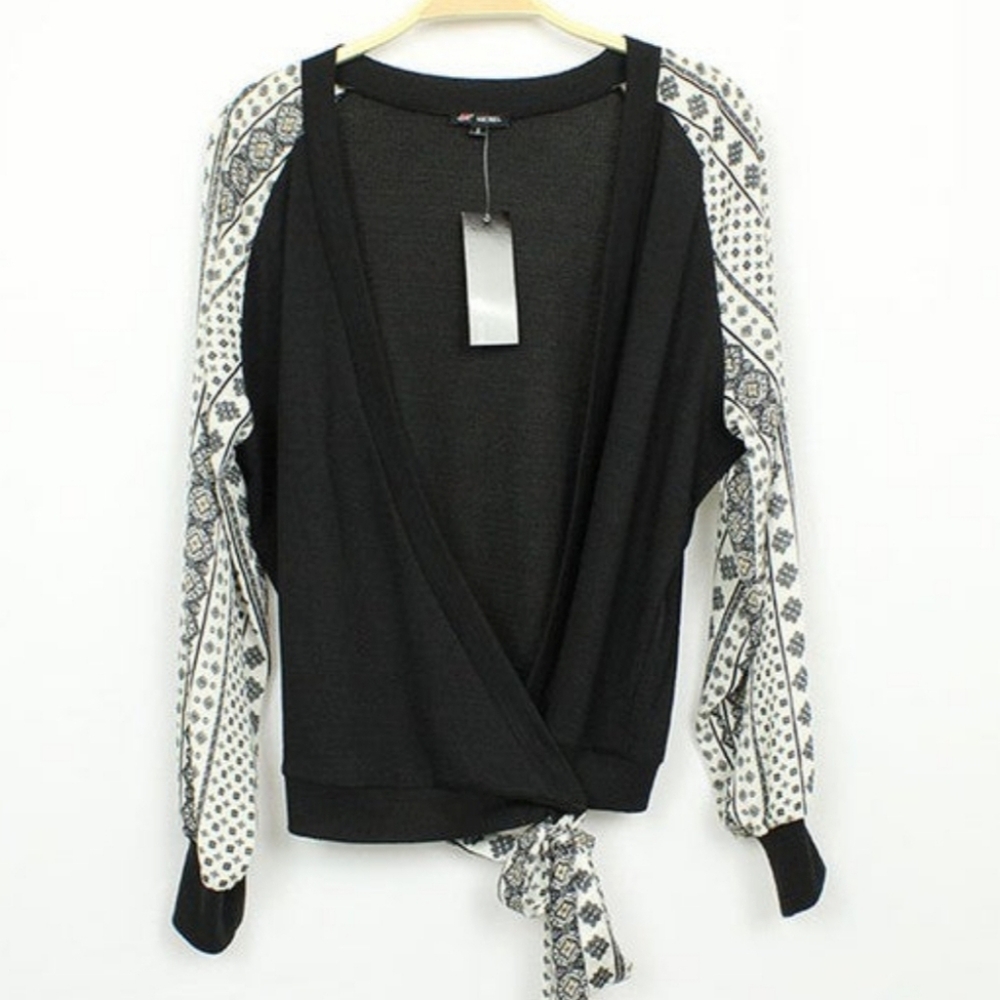 COPY - Black Wrap Around Knit Top
